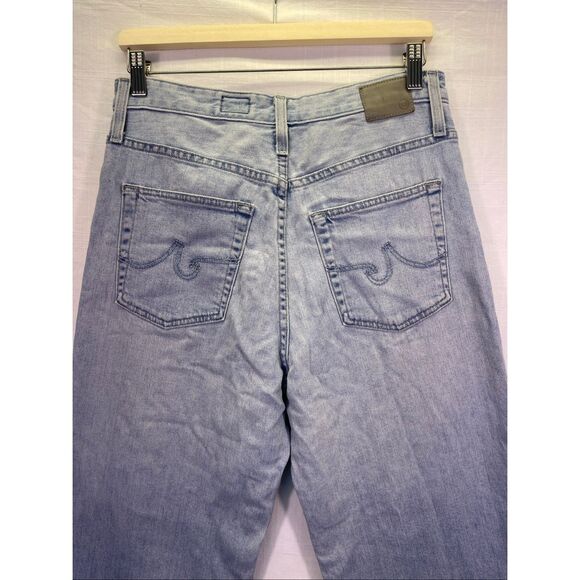 Adriano Goldschmied Raw Hem Wide Leg Crop Jeans Blue Denim Light Wash Size 29R - Picture 5 of 13